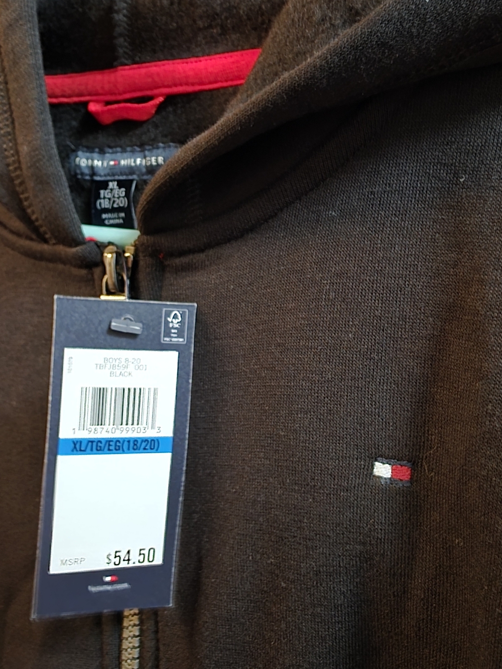Tommy Hilfiger Boys Black Full-Zip Hoodie-  Xl (18-20) - Picture 2 of 7